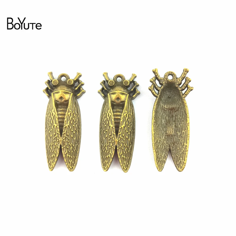

BoYuTe (30 Pieces/Lot) 16*38MM Antique Bronze Silver Plated Zinc Alloy Materials Cicada Pendant Charms for Jewelry Findings