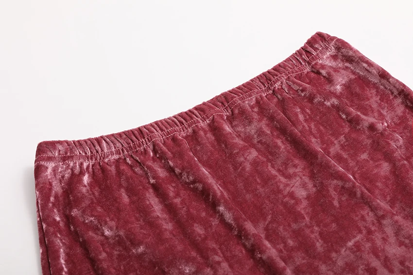 HOWMAYLEE Cotton Velvet Skirt Women Pink Autumn Winter Mini Skirts Female Pencil Streetwear Elastic High Waist Spring Thick