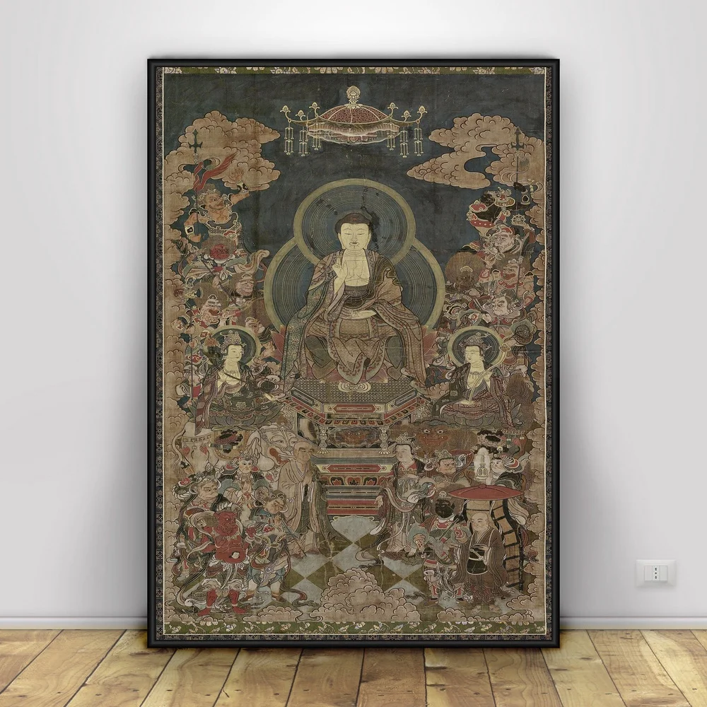 Sakyamuni and Arhat Thangka тибетская Классическая художественная копия буддистская статуя
