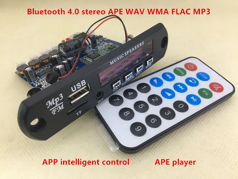 Bluetooth 4,0 стерео APE FLAC WAV WMA MP3 аудио декодер плата 10 Вт * 2 усилитель телефон управление через приложение выход для наушников