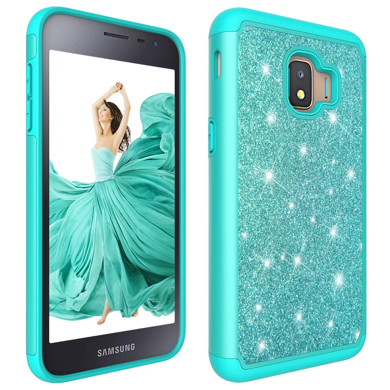 

Luxury 2 in 1 PC+TPU Glitter Mobile Phone Silicone Cover Shell Coque Fundas Capa Etui Hull for Samsung Galaxy J2 Core 2018 Case