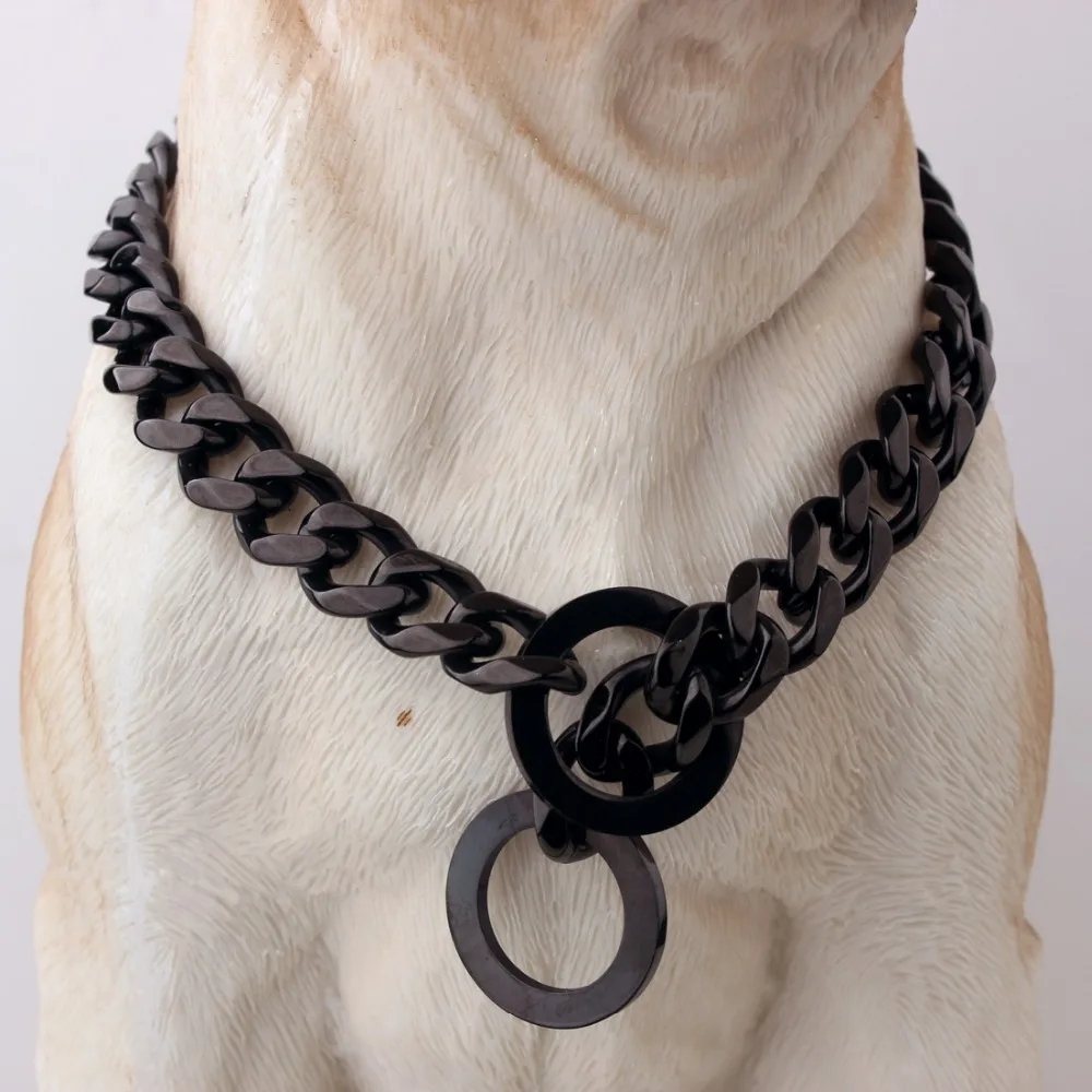 

10/12/15/17/19MM Classic Customize Length Black Tone Cut Curb Cuban Link 316L Stainless Steel Dogs Chain Collar Necklace Choker