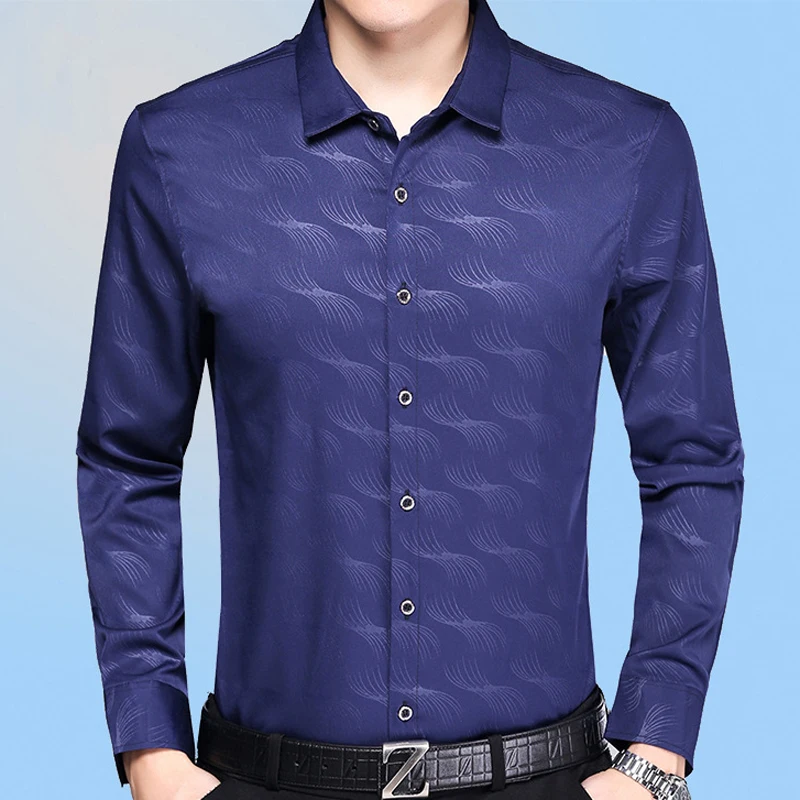 2019 cotton slim fit long sleeve men shirt dress camisa social masculina blusas casual catkin mens shirts jersey clothing 72237 | Мужская