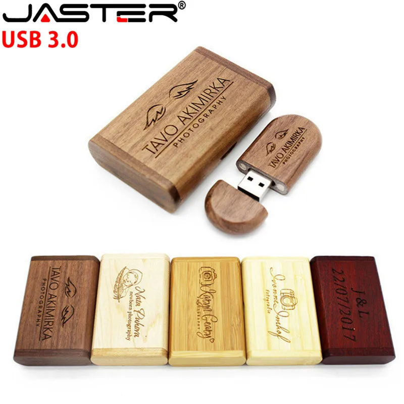 JASTER USB 3.0 Flash Drive Walnut Oval Pendrive 8GB 16GB 32GB 64GB Gift Pen with Wooden Box Free Logo Printing | Компьютеры и офис