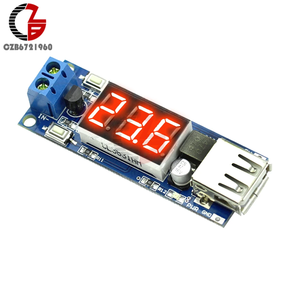 

2A USB Charger DC-DC Step Down Buck Converter DC 4.5-40V to 5V Car Power Supply Transformer Voltage Regulator with LED Voltmeter