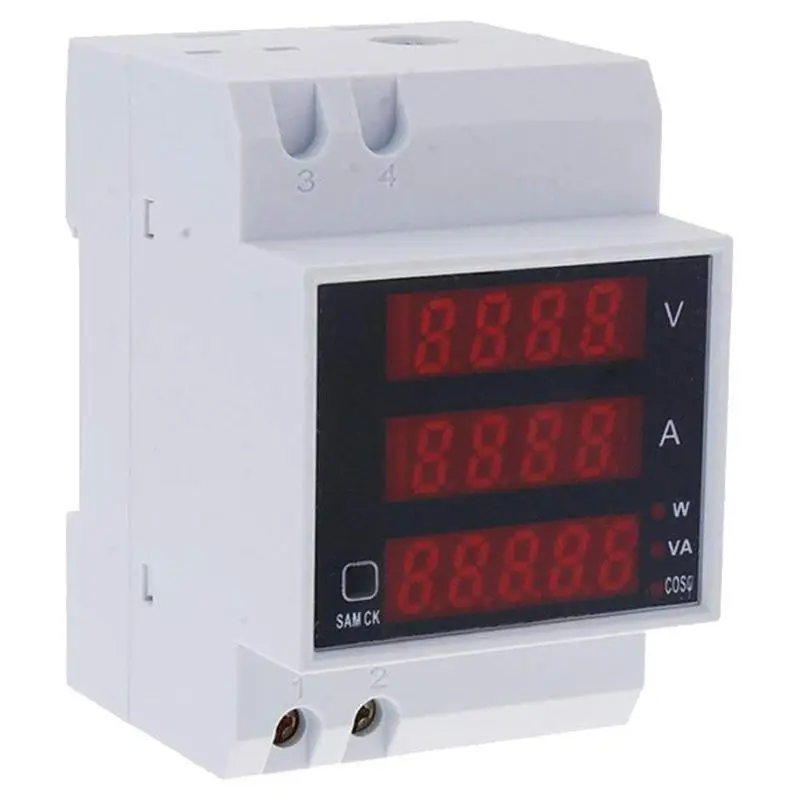 White D52-2048 din-рейка Цифровой Вольтметр напряжения тока измеритель мощности Амперметр вольт ток Панель тестер 0,31 дюймов светодиодный - Цвет: White
