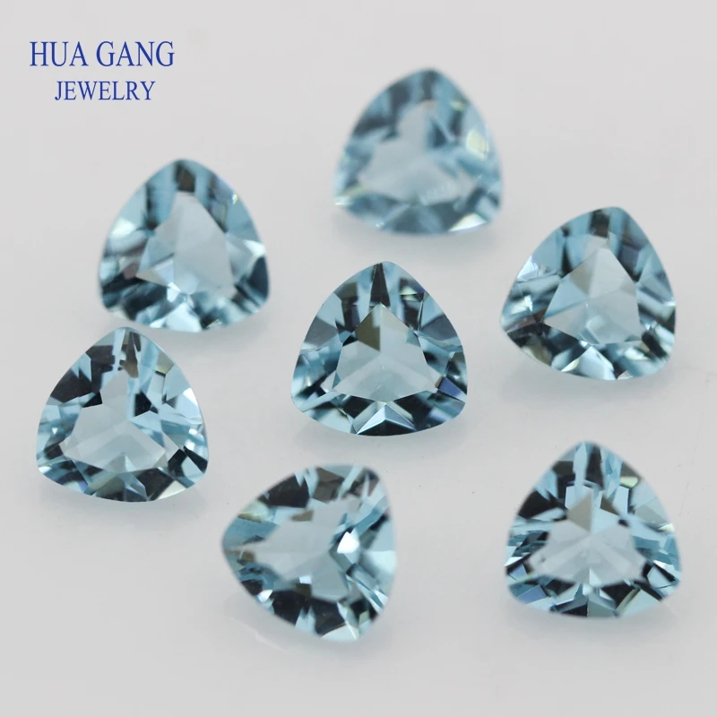 106# Blue Trillion Shape Princess Cut Loose Glass Beads Synthetic Gems For Jewelry Size 3x3~10x10mm Free Shipping | Украшения и