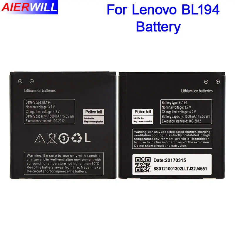 Аккумулятор BL194 для Lenovo A288T A298T A520 A660 A698T A690 A370 A530 аккумулятор 1500 мАч | Мобильные