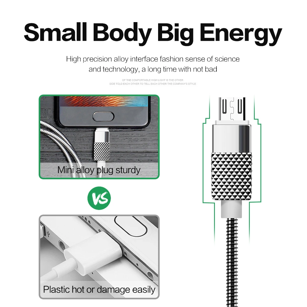Металлический пружинный Micro USB кабель MANTIS usb-кабель для зарядки данных из сплава
