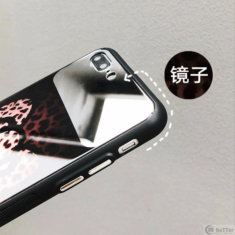 Милый кошачий зеркальный чехол для макияжа iPhone XS MAX леопардовый 6 6s 7/8 plus + Защитная
