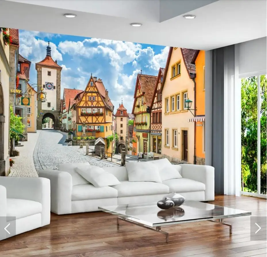 

3D Романтическая итальянский уличный вид настенная бумага фрески Искусство Настенная Наклейка HD фото настенная бумага s рулон бумаги s конта...