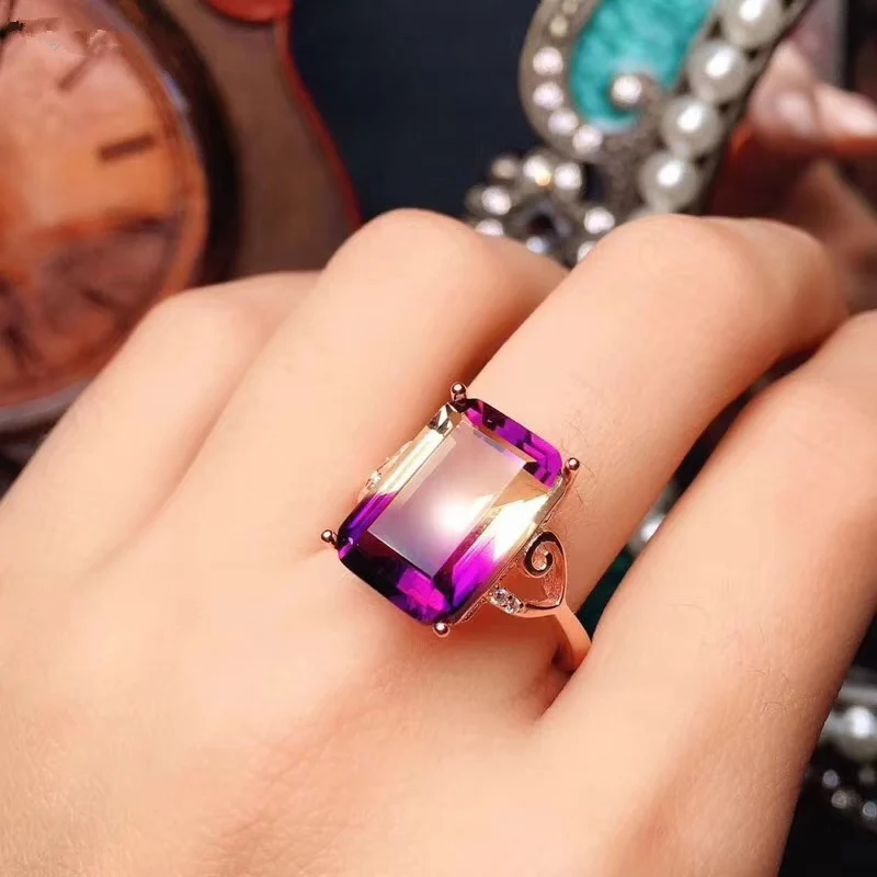 PROCOGEM Ametrine Jewelry sets for Women Girls Party Big gemstone Fine Pendants Necklaces Rings 925 Sterling silver #185 | Украшения и