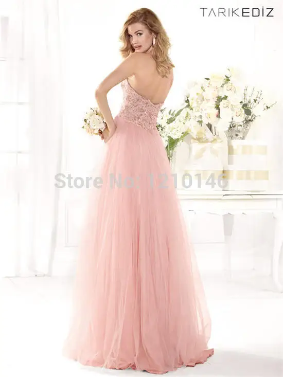 Sexy Strapless Sweetheart Tulle Applique Beads Backless Long Pink Evening Dress 2014 Top Brand | Свадьбы и торжества