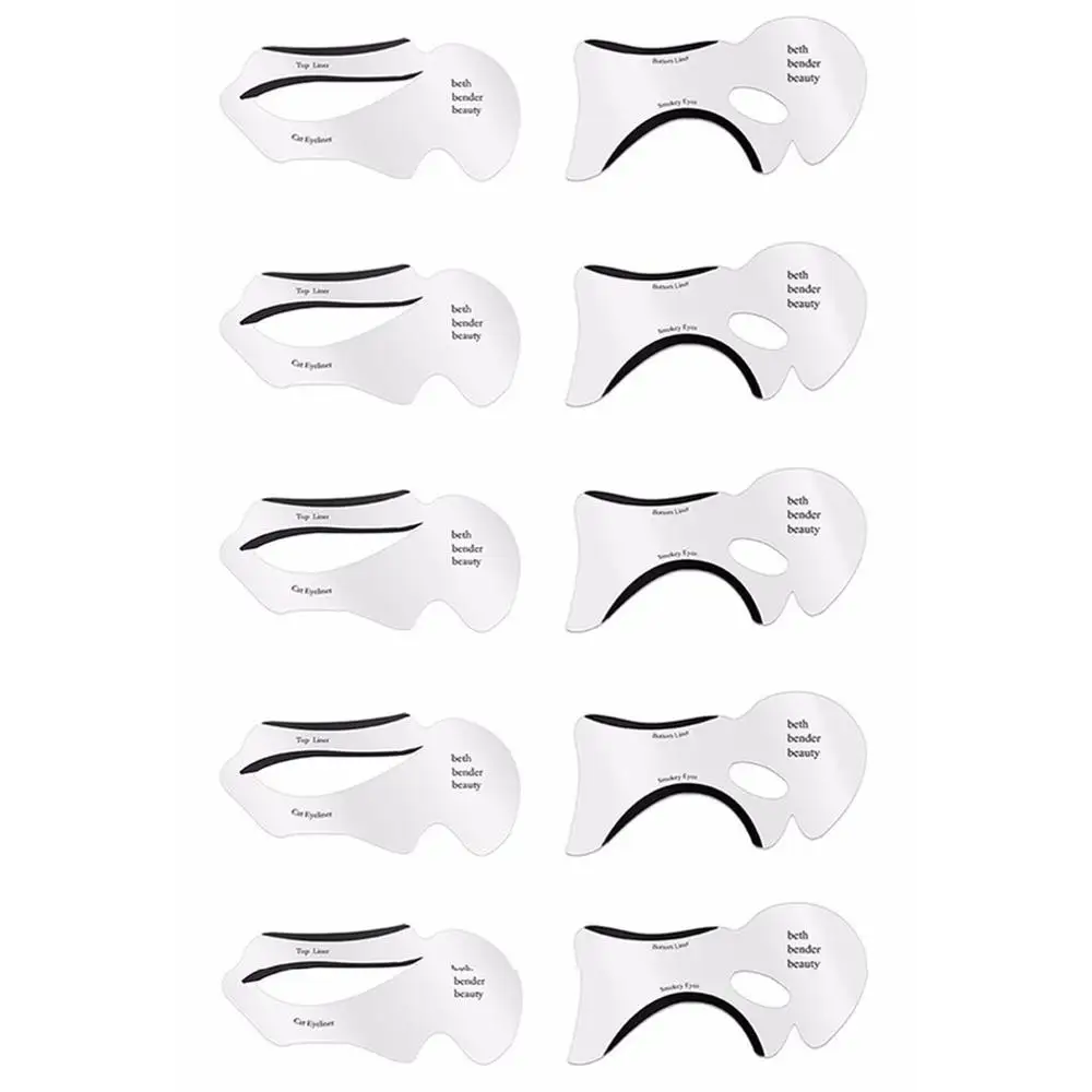 10 pcs Трафарет для подводки глаз сверху снизу Smokey& Cat Eye вкладыш-шаблон инструмент для макияжа - Цвет: 10 pcs