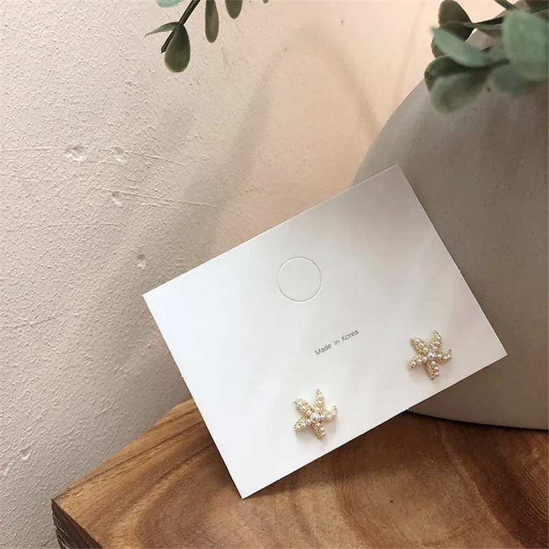 

2019 New Japan Korean Fashion Starfish Star Shape Simulated Pearl Stud Earring for Women Girl Cute Elegant Brincos Jewelry Gifts