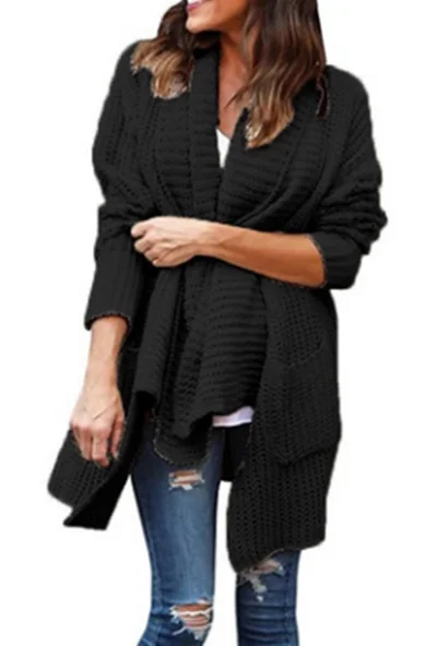 2019 hot style knit shirt baggy large size double pocket irregular lapel sweater cardigan |