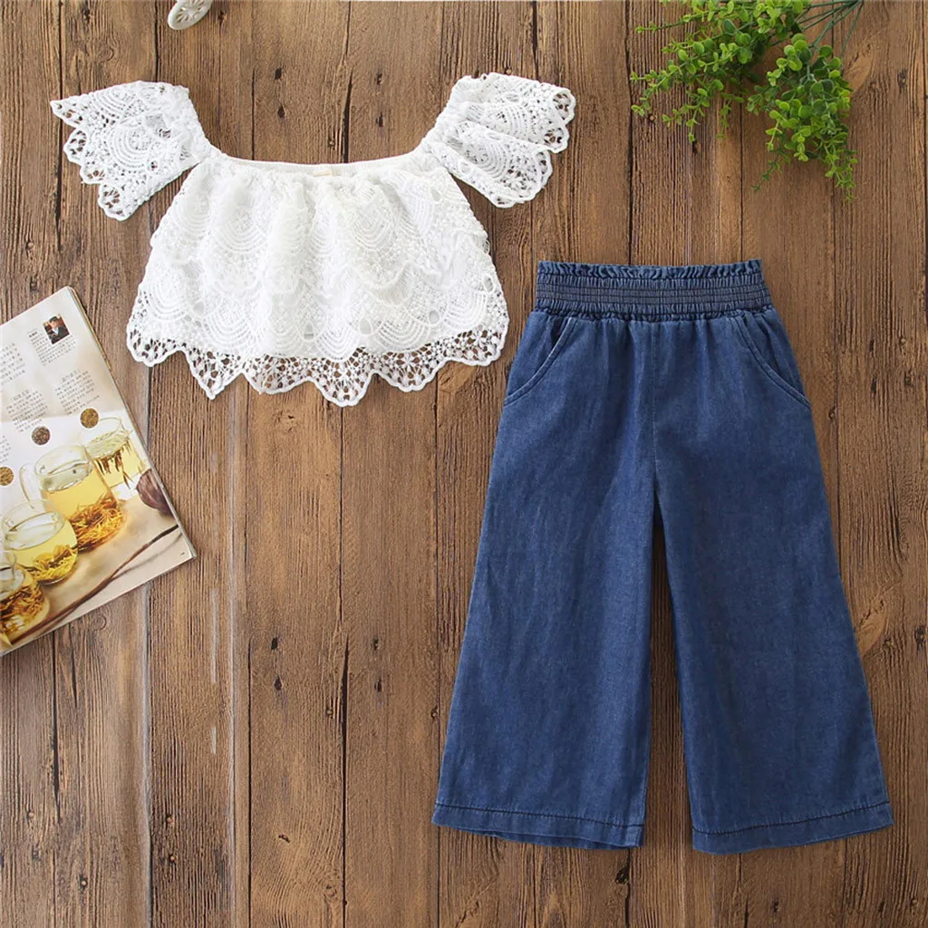 Комплекты одежды для маленьких девочек летняя хлопковая одежда кружевная