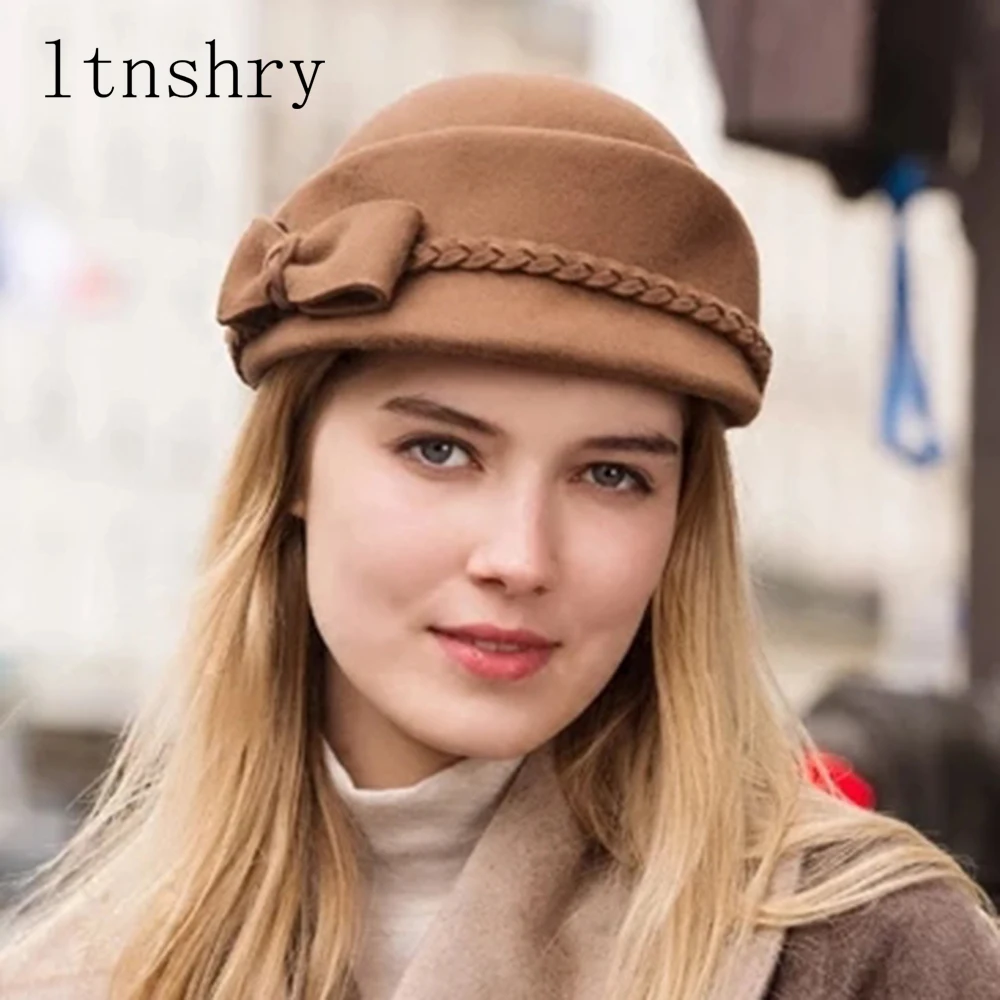 Новинка 100% Женская яркая круглая шляпа с красивым бантом осенне зимний берет