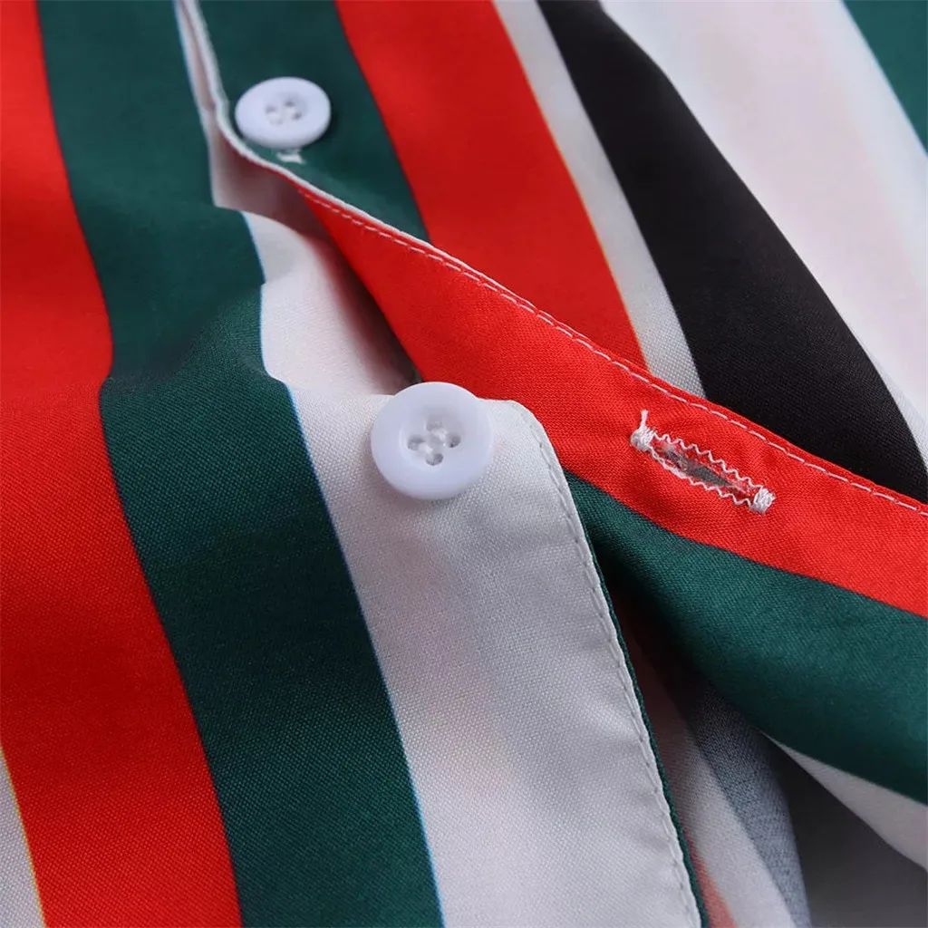 

2019 Men Summer Fashion Casual Shirts Casual Striped Shirts Short-Sleeve Top Blouse Hawaiian Shirt camisa masculina 50