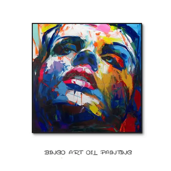 Figure Painting J Отличный художник ручная роспись высокое качество абстрактный портрет акриловой живописи Nielly Франсуаза абстрактный Ножи портрет, картина - Цвет: Figure Painting J