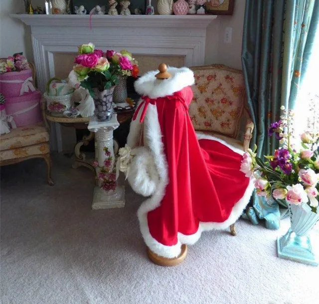

Long Girls Cape Wedding Cloaks Faux Fur Jacket For Winter Kids Shrug Outerwear Coats for Kids