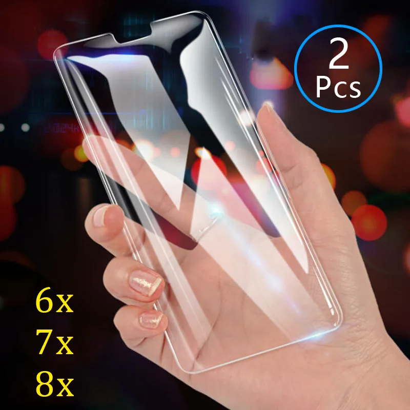 Закаленное стекло для honor 8x/7x/6x Защитное экрана телефона 2 шт. защитная пленка huawei
