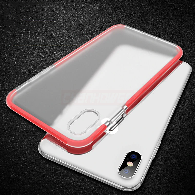 Прозрачный Двухцветный Мягкий силиконовый чехол для iPhone 6 6s 7 8 Plus X XS MAX XR чехлы из