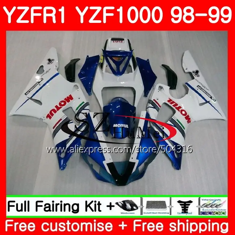 

Корпус для YAMAHA YZF-1000 глянцевый белый синий YZF 1000 R 1 YZF-R1 98 99 кузов 71SH5 YZF1000 YZFR1 98 99 YZF R1 1998 1999 обтекатель