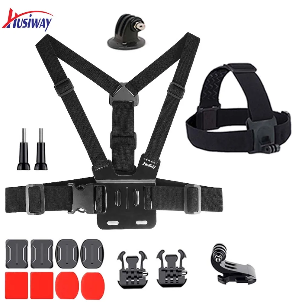HSW001C Аксессуары husiway комплект для Gopro Hero 7 6 5 черный, Белый Цвет Серебряный герой 4 3 креплением для Xiaomi Yi 4 K/Экен Campark Камера 001 - Цвет: HSW001C