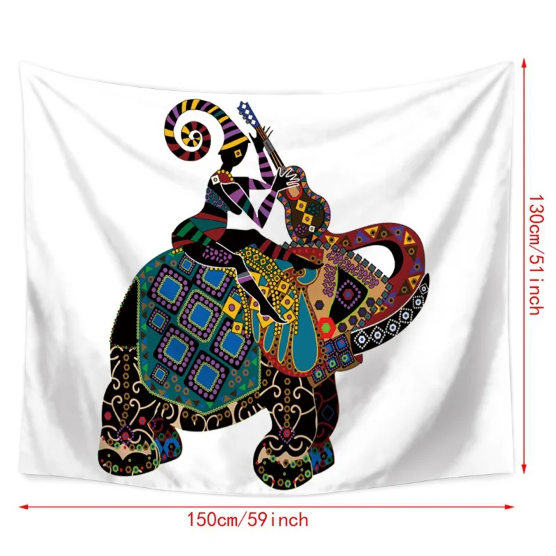 Colorful Elephant Tapestries Polyester Fabric Hippie Bohemian Print Home Decor Wall Hanging Tapestry Beach decoration indien | Дом и сад