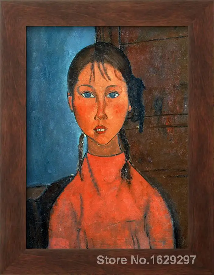 Картина от Amedeo Modigliani арт девушка с косичками около высокого качества Ручная