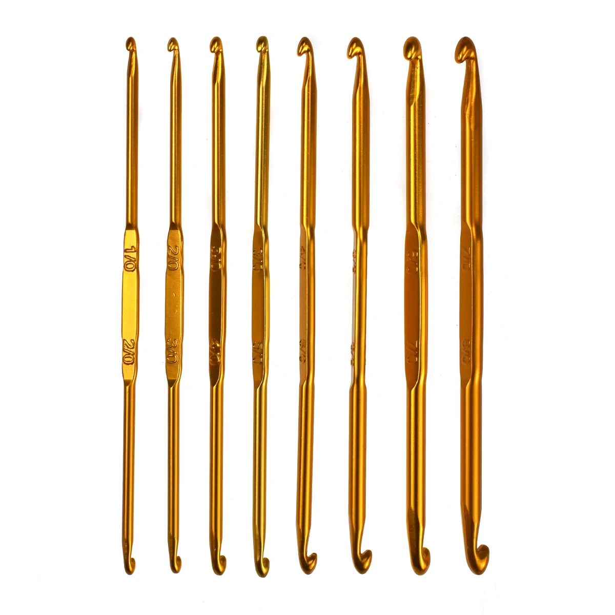 8pcs/set Gold Double-Head Aluminum Crochet Hook Set 2.5-6.0mm Knitting Needles Weave Craft Crochet Yarn Hook Hand Sewing Tools