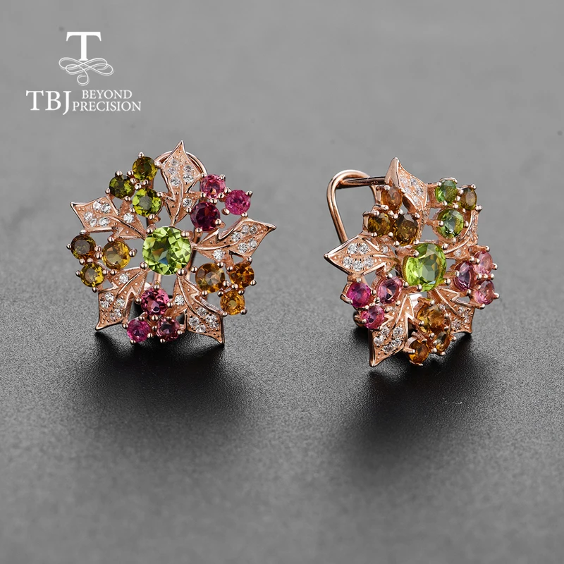 Женские серьги с разноцветным турмалином TBJ Подарочные ювелирные украшения