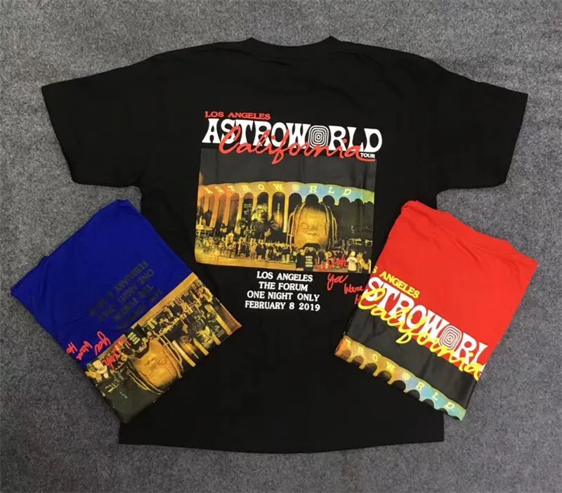 

19SS Top Newest Summer Travis Scott astroworld hip hop men women Los Angeles Short sleeve ASTROWORLD kanye west t shirt