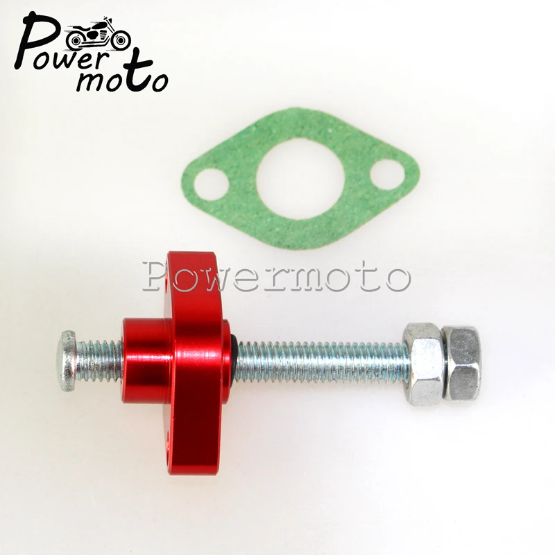 Красный CNC алюминиевый ручной натяжитель цепи для Yamaha FZ6 FZ1 YZF TTR WR KAWASAKI KLF KLT KLX