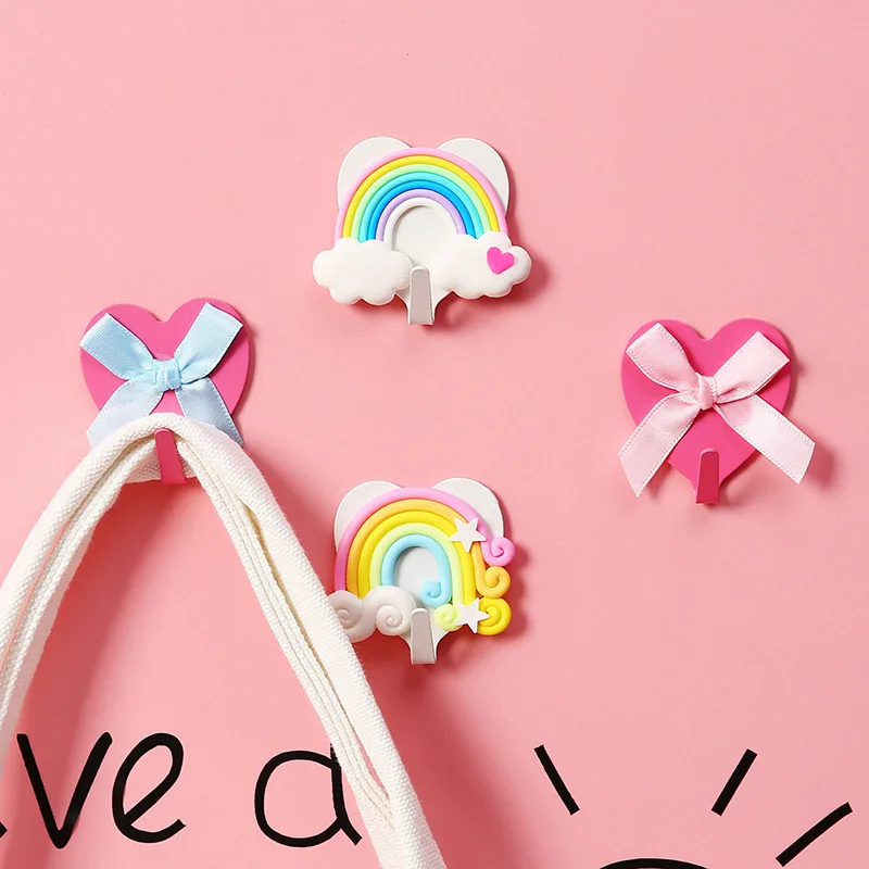 Милый Радужный настенный крючок прочная креативная самоклеющаяся настенная