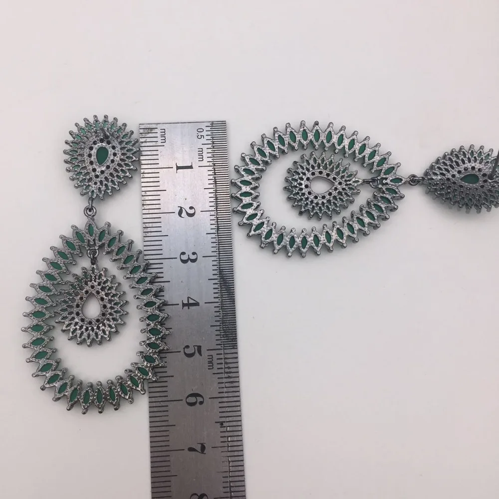 L6.1* W3cm AAA cz уникальный молочно-зеленый камень длинные висячие серьги для женщин brincos, можно носить с ушками Праздничная мода аксессуары