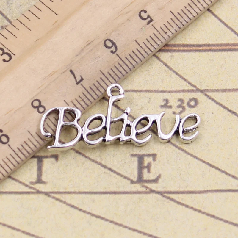 

25pcs Charms Believe 33x13mm Tibetan Pendants Antique Jewelry Making DIY Handmade Craft For Bracelet Necklace