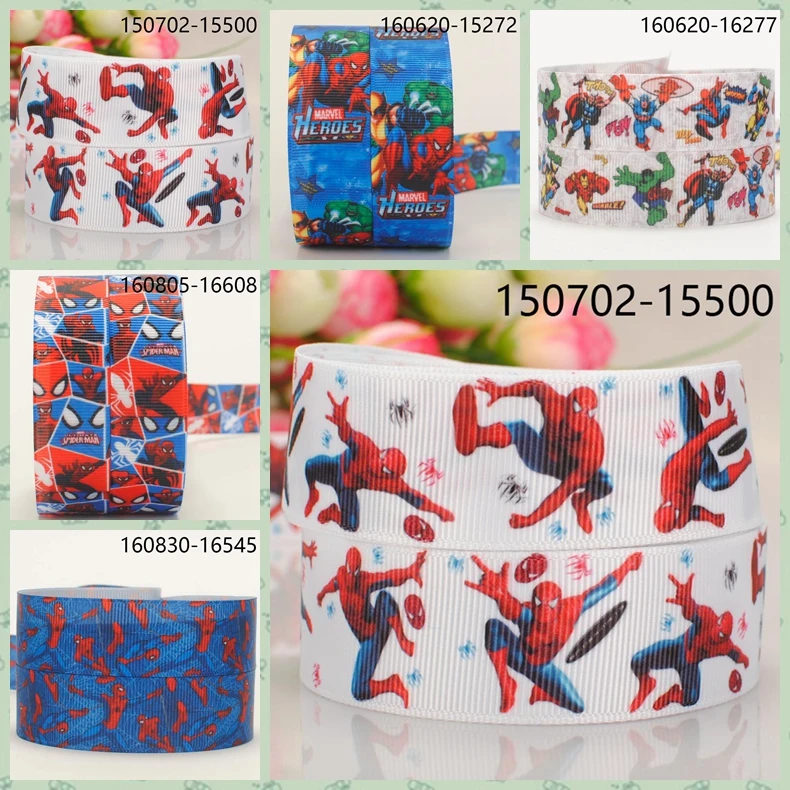 10yards-different sizes-lively cartoon spider-man ribbon printed Grosgrain ribbon
