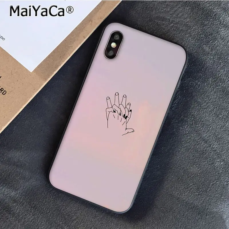 A8 MaiYaCa Minimalist line couple hand Love Phone case For iphone 11 Pro 11Pro Max X XS MAX 6 6S 7 7plus 8 8Plus 5 5S XR - Цвет: A8