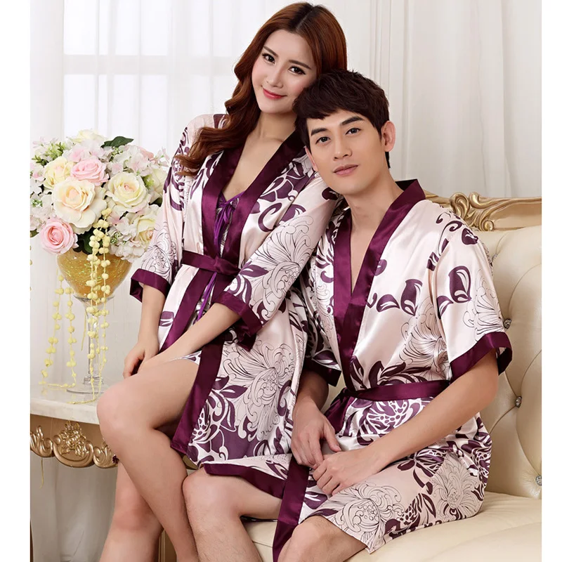 Sexy pajamas home clothes bathrobes for men robe silk men's Chinese gown set morning coat dressing man | Мужская одежда