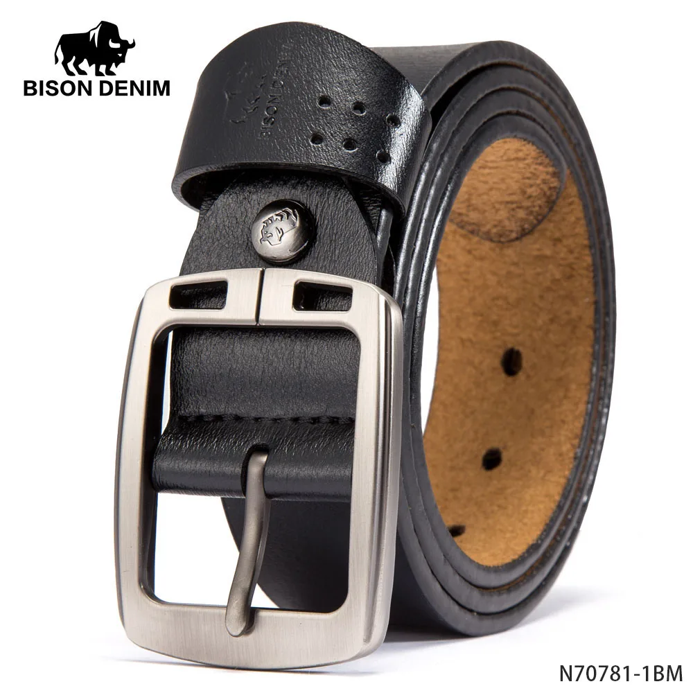 N70781-1BM BISON DENIM мужской ремень из натуральной воловьей кожи мужской ремень с пряжкой качественный мужской коричневый ремень винтажные джинсы N71223 - Цвет: N70781-1BM