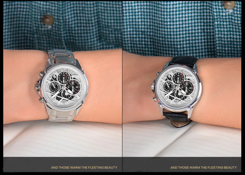 Часы-хронограф Мужские кварцевые с ремешком из нержавеющей стали | Наручные часы