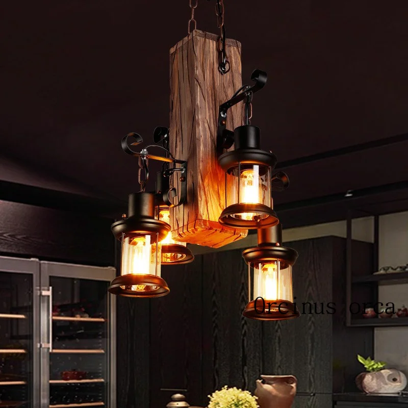 

One industrial wind bar creative personality retro Restaurant Bar clothing store wood lamps