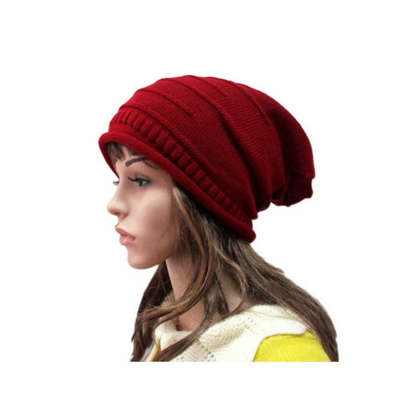 Женская и мужская шапка однотонная теплая Skullies вязаная бини простые теплые шапки