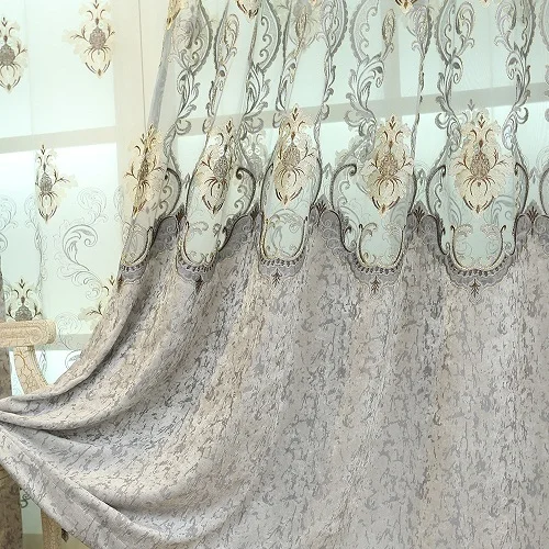 Curtain Домашние европейские Роскошные шенилловые вышитые тюлевые оконные шторы на заказ для гостиной, спальни, занавески, занавески - Цвет: Curtain