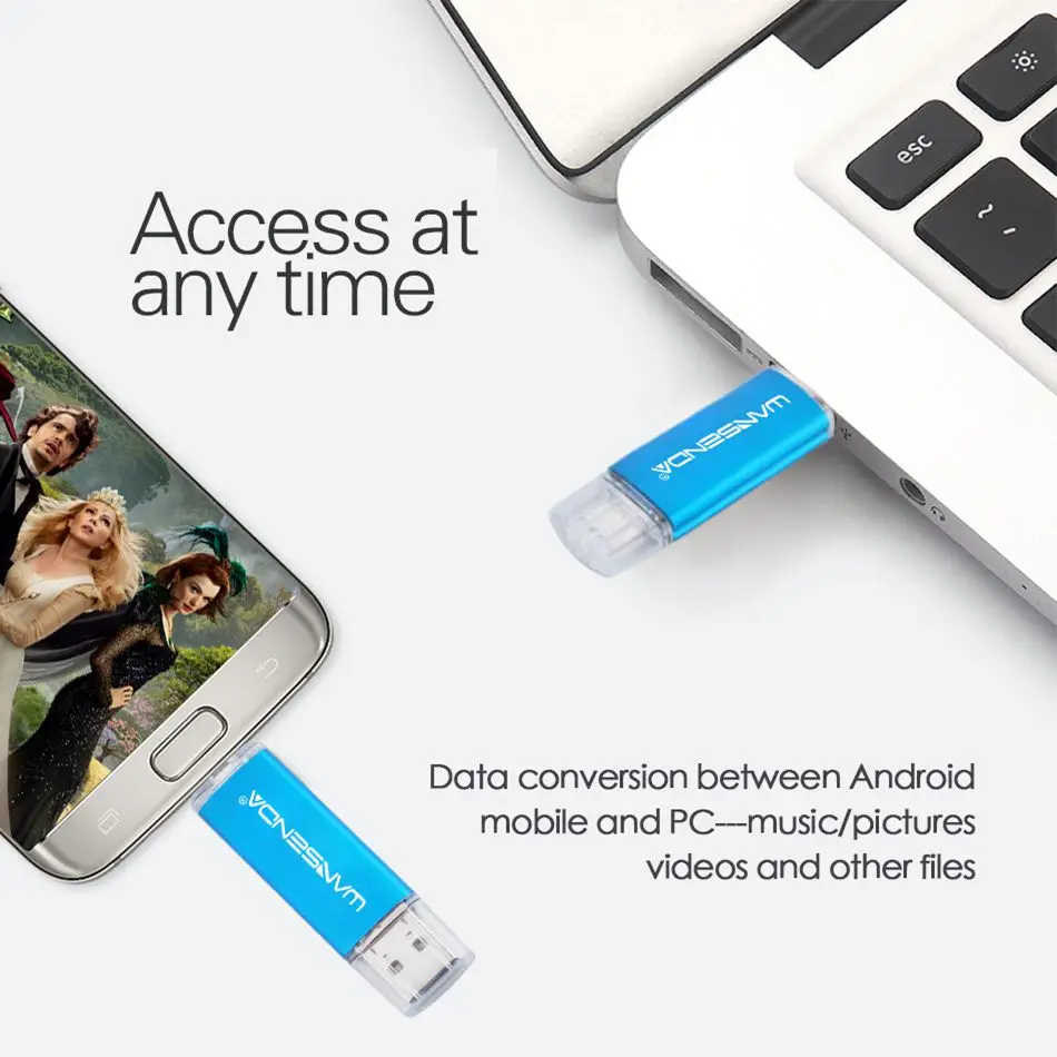 Флеш накопитель WANSENDA OTG USB 3 0 высокоскоростной флеш 256 ГБ 128 Гб 64 32 карта памяти для
