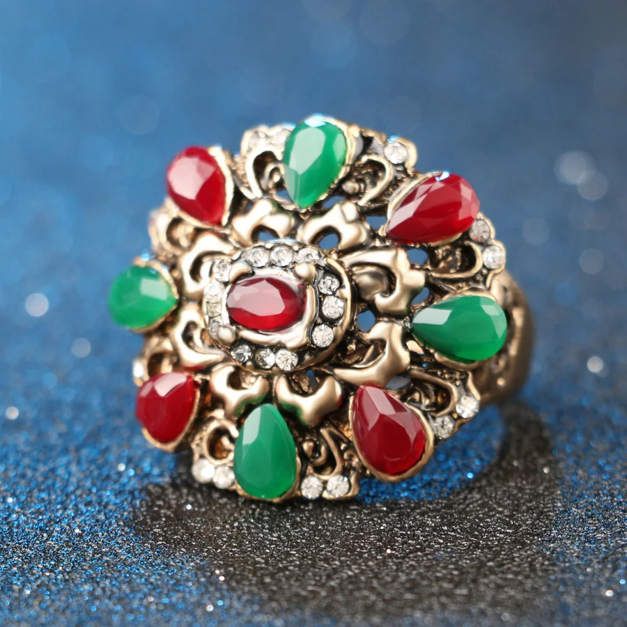 Уникальные украшения из Турции винтажные кольца для женщин Золотая мозаика