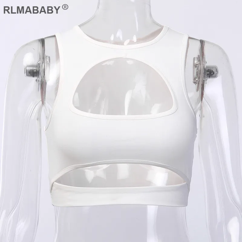 RLMABABY/сексуальный белый короткий топ для женщин Летний Пляжный без рукавов с