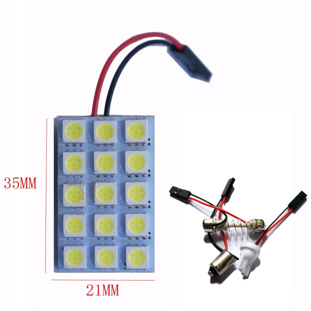 15 LED 1 Набор, автомобильный Панель чтения карты лампа 5050 для детей от 6 до 12 лет 15 20 24 48 светодиодный SMD купольный интерьерная лампа на крышу огни BA9S T10 C5W переходник для фестона 12V - Испускаемый цвет: 15 LED